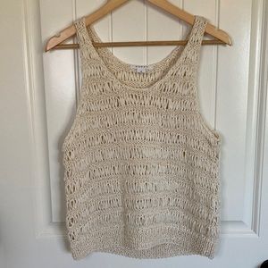 DUFFY Crochet Open Weave Tank in Cream Size Medium
